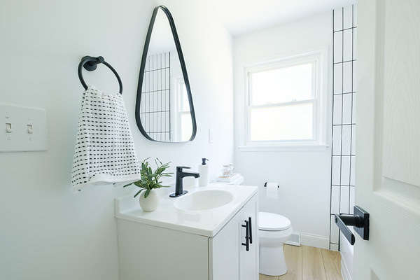 Bathroom remodel black fixtures